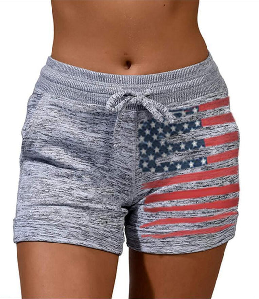 Weiche Shorts mit Kordelzug und amerikanischem Flaggen-Print