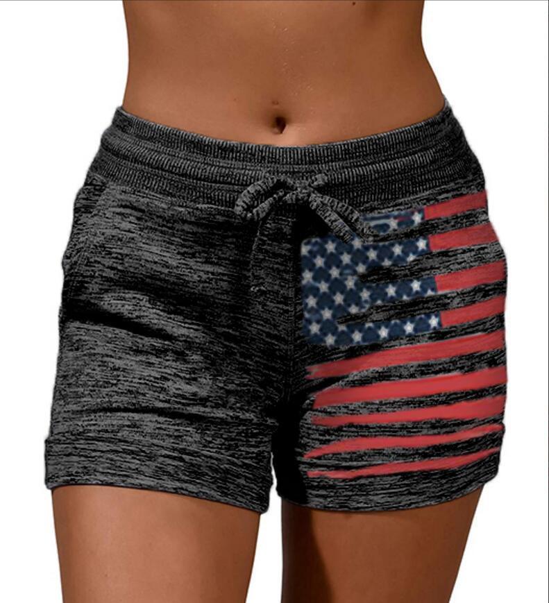 Weiche Shorts mit Kordelzug und amerikanischem Flaggen-Print